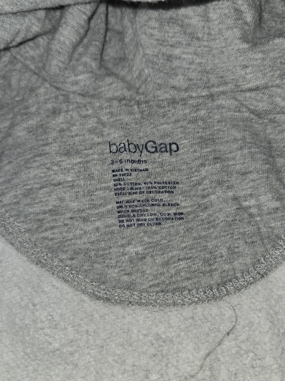 GAP BabyGap Light Heather Gray Hooded Sweatshirt With Zipper SZ 3-6M